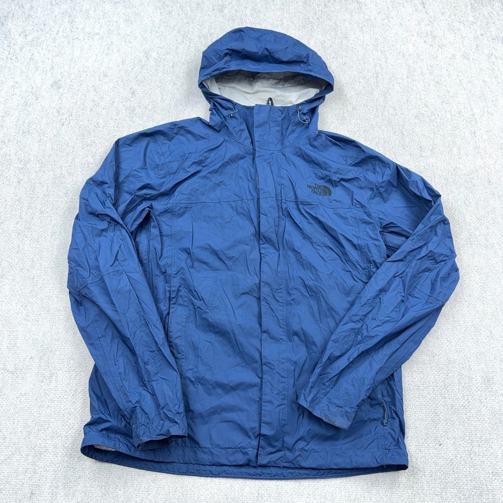 The North Face Dryvent Jacket Men Medium Navy Blue Windbreaker Rain Coat Adult *